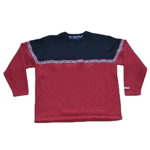 Tommy Jeans Sweater by Tommy Hilfiger Women's Size XL Red and Black Vintage - Picture 1 of 5